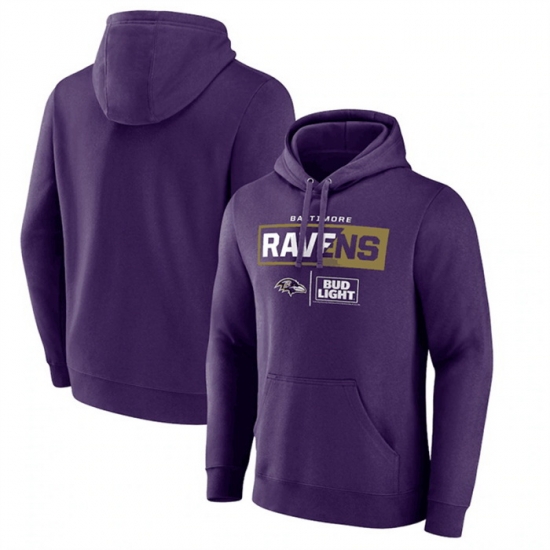 Men Baltimore Ravens Purple X Bud Light Pullover Hoodie Men Baltimore Ravens Purple X Bud Light Pullover Hoodie