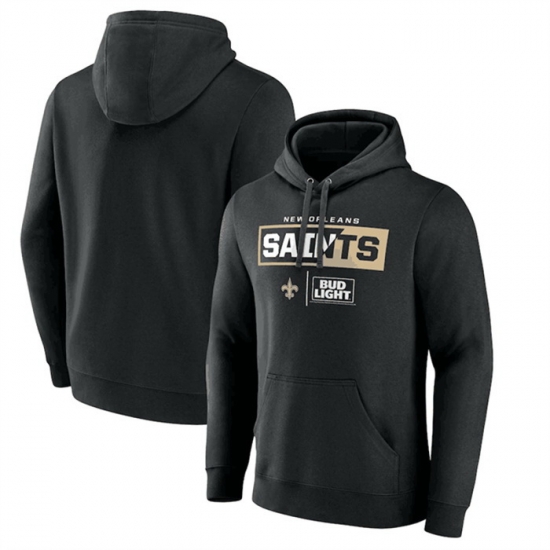Men New Orleans Saints Black X Bud Light Pullover Hoodie Men New Orleans Saints Black X Bud Light Pullover Hoodie
