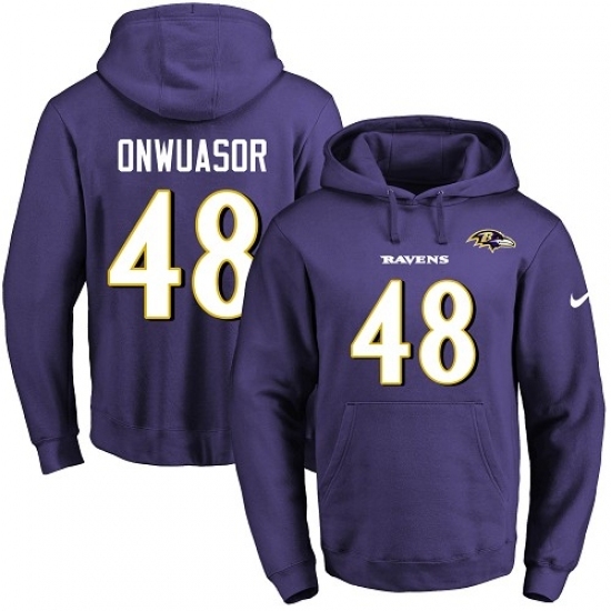 NFL Mens Nike Baltimore Ravens 48 Patrick Onwuasor Purple Name Number Pullover Hoodie NFL Mens Nike Baltimore Ravens 48 Patrick Onwuasor Purple Name Number Pullover Hoodie