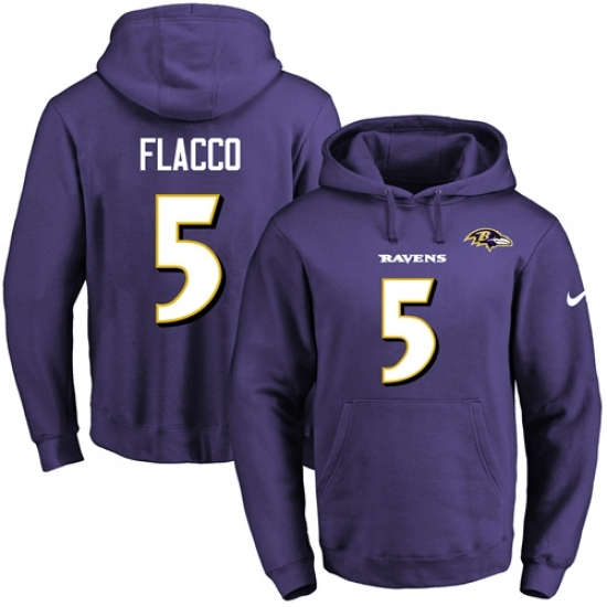 NFL Mens Nike Baltimore Ravens 5 Joe Flacco Purple Name Number Pullover Hoodie NFL Mens Nike Baltimore Ravens 5 Joe Flacco Purple Name Number Pullover Hoodie