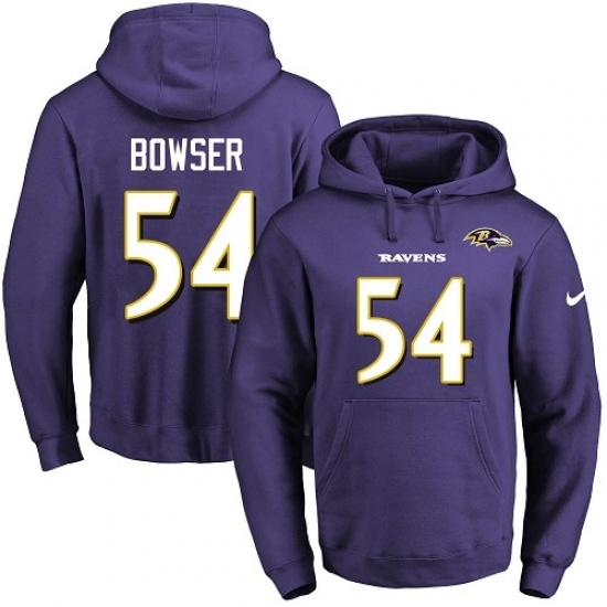 NFL Mens Nike Baltimore Ravens 54 Tyus Bowser Purple Name Number Pullover Hoodie NFL Mens Nike Baltimore Ravens 54 Tyus Bowser Purple Name Number Pullover Hoodie