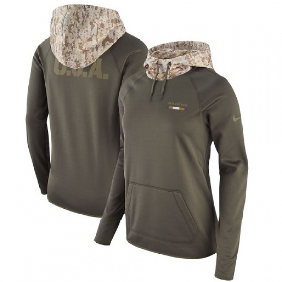 NFL Womens Baltimore Ravens Nike Olive Salute to Service Performance Pullover Hoodie NFL Womens Baltimore Ravens Nike Olive Salute to Service Performance Pullover Hoodie