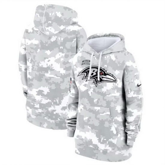 Women Baltimore Ravens 2024 Arctic Camo Salute To Service Club Fleece Pullover Hoodie Women Baltimore Ravens 2024 Arctic Camo Salute To Service Club Fleece Pullover Hoodie