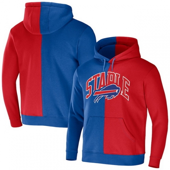 Men Buffalo Bills Royal Red Split Logo Pullover Hoodie Men Buffalo Bills Royal Red Split Logo Pullover Hoodie