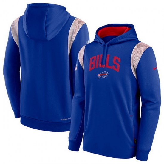 Men Buffalo Bills Royal Sideline Stack Performance Pullover Hoodie 002 Men Buffalo Bills Royal Sideline Stack Performance Pullover Hoodie 002