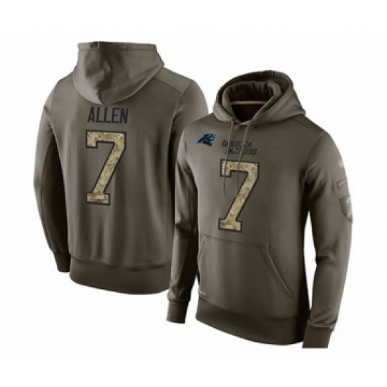 Football Carolina Panthers 7 Kyle Allen Green Salute To Service Mens Pullover Hoodie Football Carolina Panthers 7 Kyle Allen Green Salute To Service Mens Pullover Hoodie