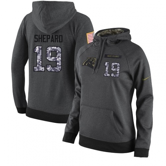 NFL Womens Nike Carolina Panthers 19 Russell Shepard Stitched Black Anthracite Salute to Service Player Performance Hoodie