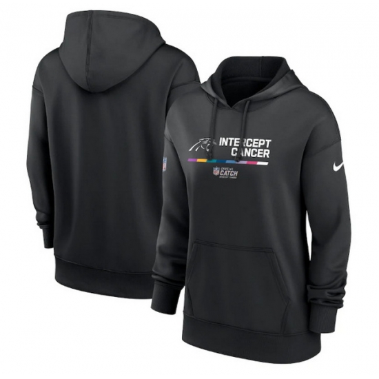 Women Carolina Panthers 2022 Black NFL Crucial Catch Therma Performance Pullover Hoodie