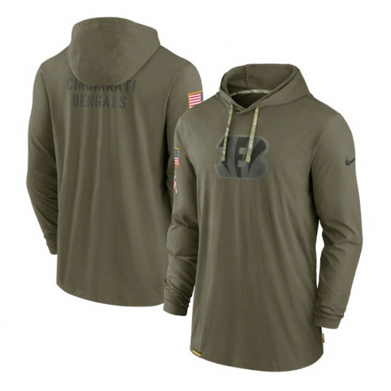 Men Cincinnati Bengals 2022 Olive Salute To Service Tonal Pullover Hoodie Men Cincinnati Bengals 2022 Olive Salute To Service Tonal Pullover Hoodie