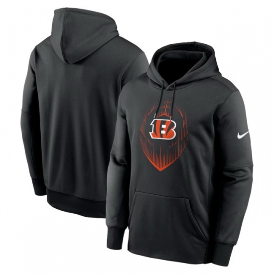Men Cincinnati Bengals Black Icon Performance Pullover Hoodie Men Cincinnati Bengals Black Icon Performance Pullover Hoodie