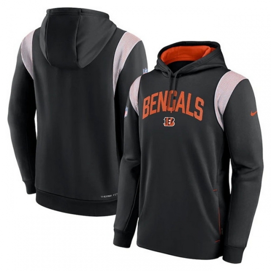Men Cincinnati Bengals Black Sideline Stack Performance Pullover Hoodie 002 Men Cincinnati Bengals Black Sideline Stack Performance Pullover Hoodie 002