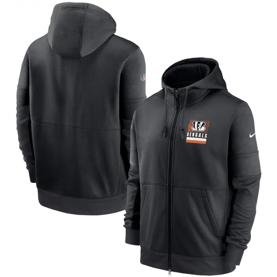 Men Cincinnati Bengals Nike Sideline Impact Lockup Performance Full Zip Hoodie Black Men Cincinnati Bengals Nike Sideline Impact Lockup Performance Full Zip Hoodie Black