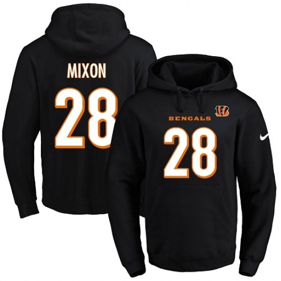 NFL Mens Nike Cincinnati Bengals 28 Joe Mixon Black Name Number Pullover Hoodie NFL Mens Nike Cincinnati Bengals 28 Joe Mixon Black Name Number Pullover Hoodie