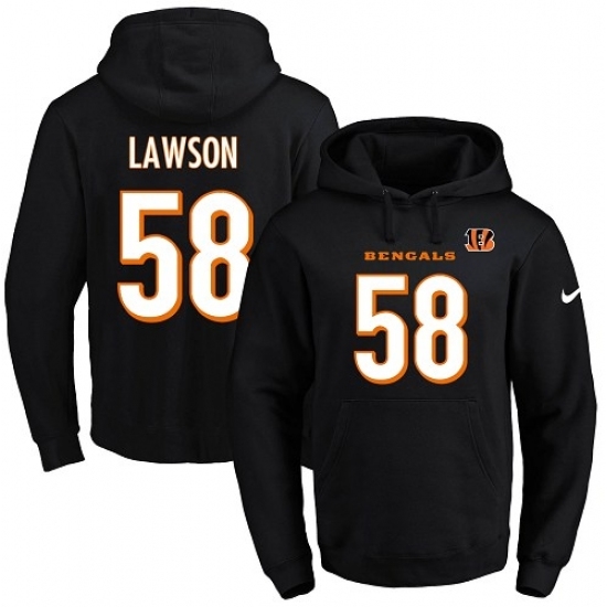 NFL Mens Nike Cincinnati Bengals 58 Carl Lawson Black Name Number Pullover Hoodie NFL Mens Nike Cincinnati Bengals 58 Carl Lawson Black Name Number Pullover Hoodie