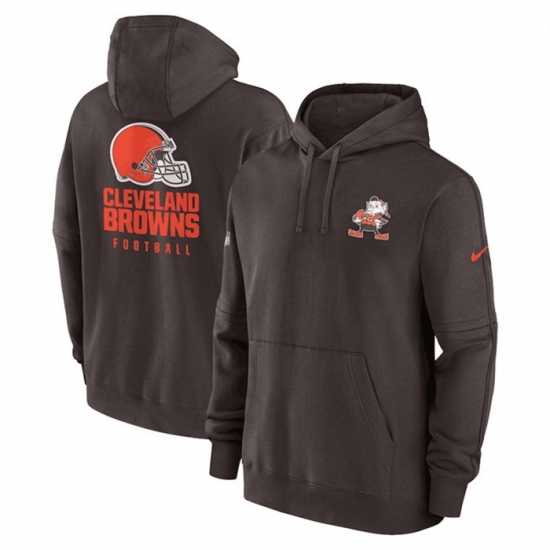 Men Cleveland Browns Brown Sideline Club Fleece Pullover Hoodie Men Cleveland Browns Brown Sideline Club Fleece Pullover Hoodie