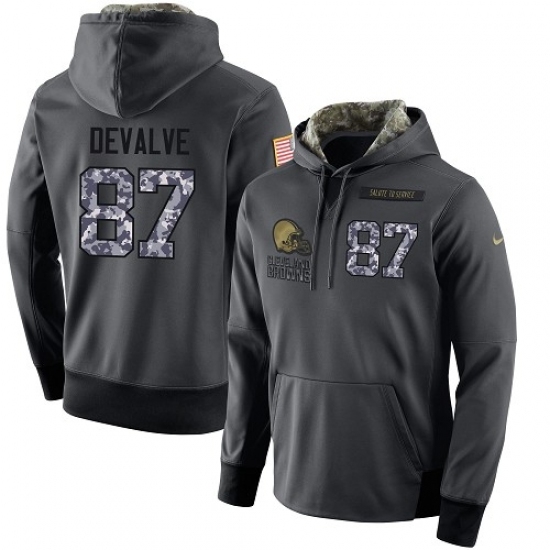 NFL Mens Nike Cleveland Browns 87 Seth DeValve Stitched Black Anthracite Salute to Service Player Performance Hoodie NFL Mens Nike Cleveland Browns 87 Seth DeValve Stitched Black Anthracite Salute to Service Player Performance Hoodie