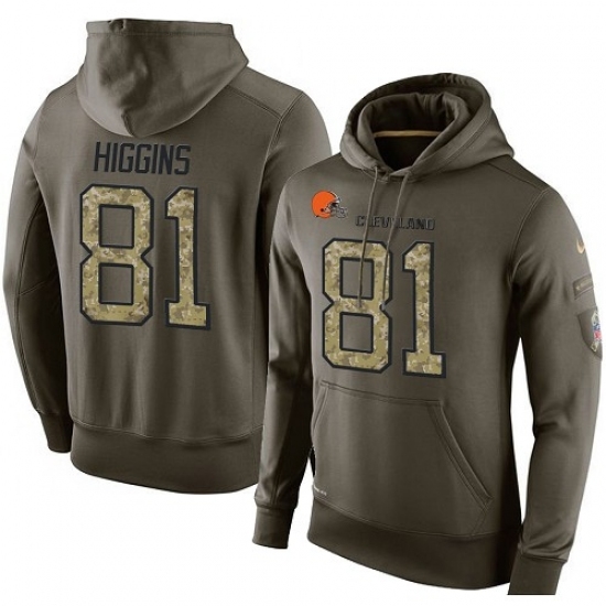 NFL Nike Cleveland Browns 81 Rashard Higgins Green Salute To Service Mens Pullover Hoodie NFL Nike Cleveland Browns 81 Rashard Higgins Green Salute To Service Mens Pullover Hoodie