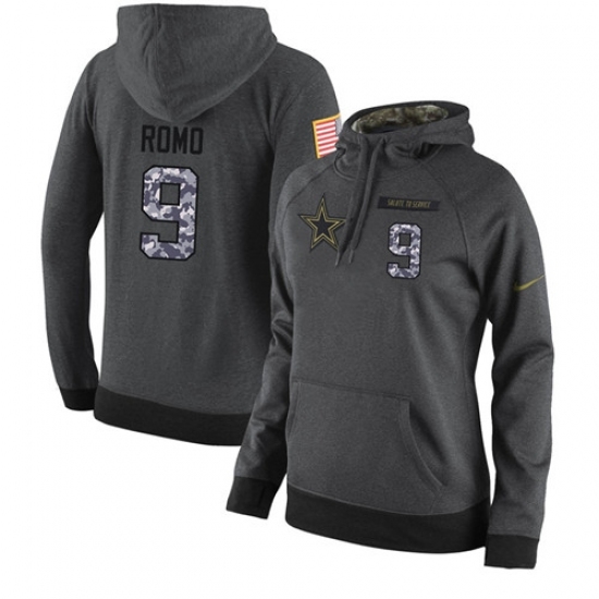 NFL Womens Nike Dallas Cowboys 9 Tony Romo Stitched Black Anthracite Salute to Service Player Performance Hoodie NFL Womens Nike Dallas Cowboys 9 Tony Romo Stitched Black Anthracite Salute to Service Player Performance Hoodie