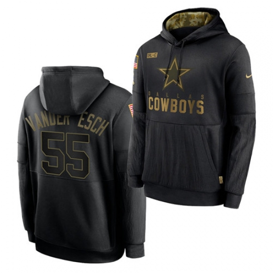 Men Dallas Cowboys 55 Leighton Vander Esch 2020 Salute To Service Black Sideline Performance Pullover Hoodie Men Dallas Cowboys 55 Leighton Vander Esch 2020 Salute To Service Black Sideline Performance Pullover Hoodie