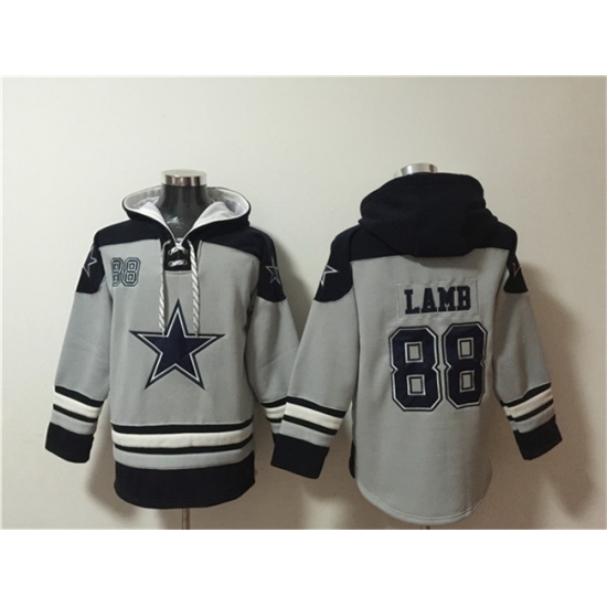 Men Dallas Cowboys 88 CeeDee Lamb Grey Ageless Must Have Lace Up Pullover Hoodie Men Dallas Cowboys 88 CeeDee Lamb Grey Ageless Must Have Lace Up Pullover Hoodie