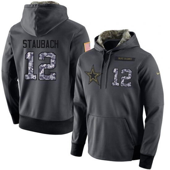 NFL Mens Nike Dallas Cowboys 12 Roger Staubach Stitched Black Anthracite Salute to Service Player Performance Hoodie NFL Mens Nike Dallas Cowboys 12 Roger Staubach Stitched Black Anthracite Salute to Service Player Performance Hoodie