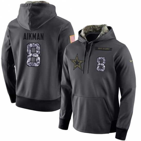 NFL Mens Nike Dallas Cowboys 8 Troy Aikman Stitched Black Anthracite Salute to Service Player Performance Hoodie NFL Mens Nike Dallas Cowboys 8 Troy Aikman Stitched Black Anthracite Salute to Service Player Performance Hoodie