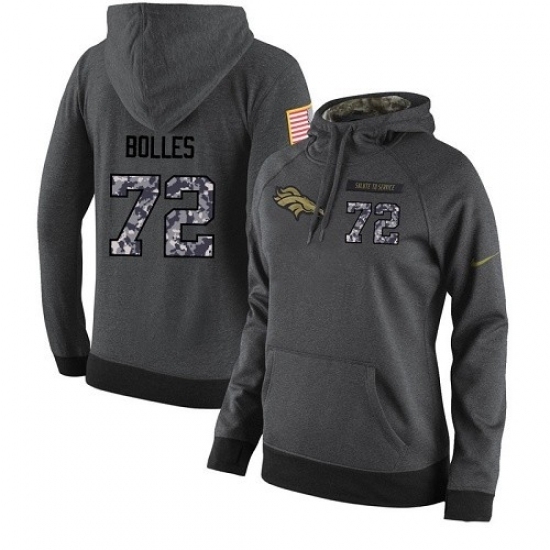 NFL Womens Nike Denver Broncos 72 Garett Bolles Stitched Black Anthracite Salute to Service Player Performance Hoodie NFL Womens Nike Denver Broncos 72 Garett Bolles Stitched Black Anthracite Salute to Service Player Performance Hoodie