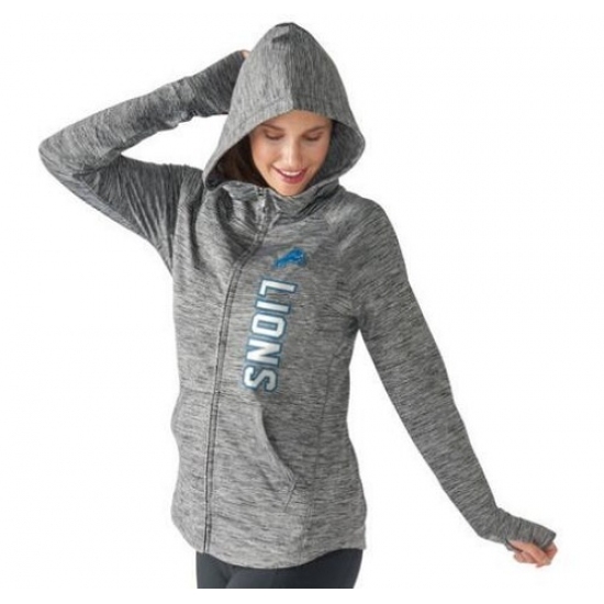 NFL Detroit Lions G III 4Her by Carl Banks Womens Recovery Full Zip Hoodie Heathered Gray NFL Detroit Lions G III 4Her by Carl Banks Womens Recovery Full Zip Hoodie Heathered Gray