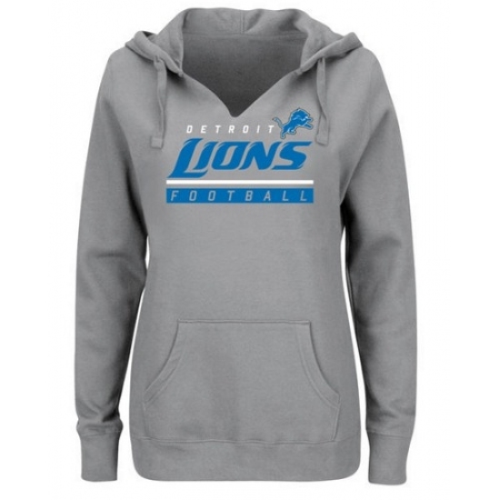 NFL Detroit Lions Majestic Womens Self Determination Pullover Hoodie Heather Gray NFL Detroit Lions Majestic Womens Self Determination Pullover Hoodie Heather Gray