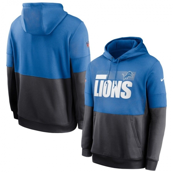 Men Detroit Lions Nike Sideline Impact Lockup Performance Pullover Hoodie Blue Charcoal Men Detroit Lions Nike Sideline Impact Lockup Performance Pullover Hoodie Blue Charcoal