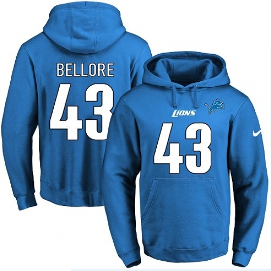 NFL Mens Nike Detroit Lions 43 Nick Bellore Blue Name Number Pullover Hoodie NFL Mens Nike Detroit Lions 43 Nick Bellore Blue Name Number Pullover Hoodie