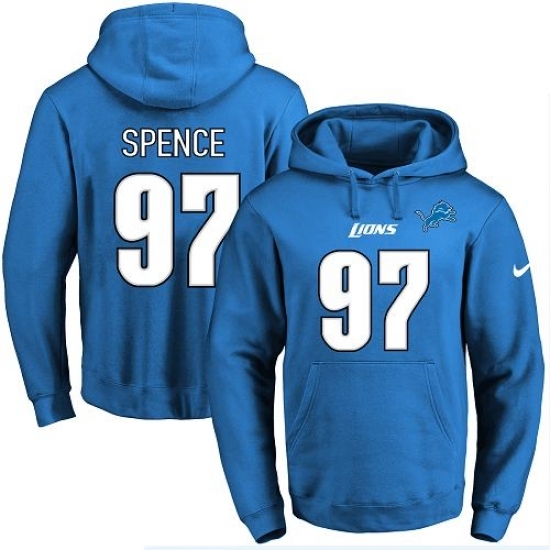 NFL Mens Nike Detroit Lions 97 Akeem Spence Blue Name Number Pullover Hoodie NFL Mens Nike Detroit Lions 97 Akeem Spence Blue Name Number Pullover Hoodie