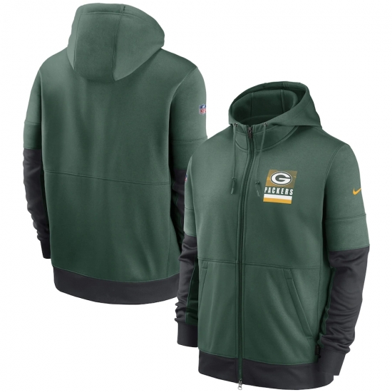 Men Green Bay Packers New 2020 Nike Green Black Fan Gear Mascot Performance Full Zip Hoodie Men Green Bay Packers New 2020 Nike Green Black Fan Gear Mascot Performance Full Zip Hoodie