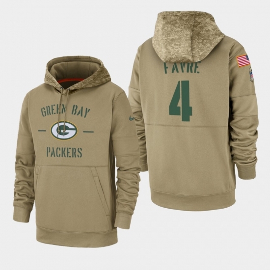 Mens Green Bay Packers 4 Brett Favre 2019 Salute to Service Sideline Therma Pullover Hoodie Tan Mens Green Bay Packers 4 Brett Favre 2019 Salute to Service Sideline Therma Pullover Hoodie Tan