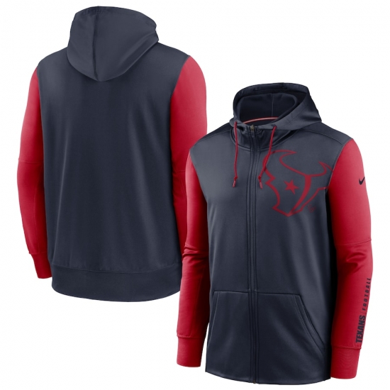 Men Houston Texans Navy Red Fan Gear Mascot Performance Full Zip Hoodie Men Houston Texans Navy Red Fan Gear Mascot Performance Full Zip Hoodie