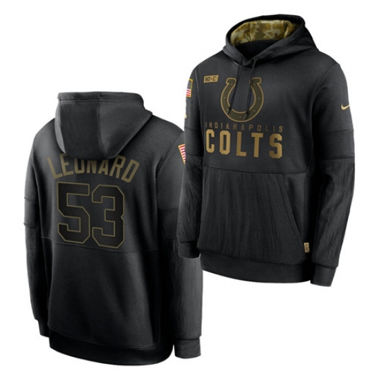 Men Indianapolis Colts 53 Darius Leonard 2020 Salute To Service Black Sideline Performance Pullover Hoodie Men Indianapolis Colts 53 Darius Leonard 2020 Salute To Service Black Sideline Performance Pullover Hoodie
