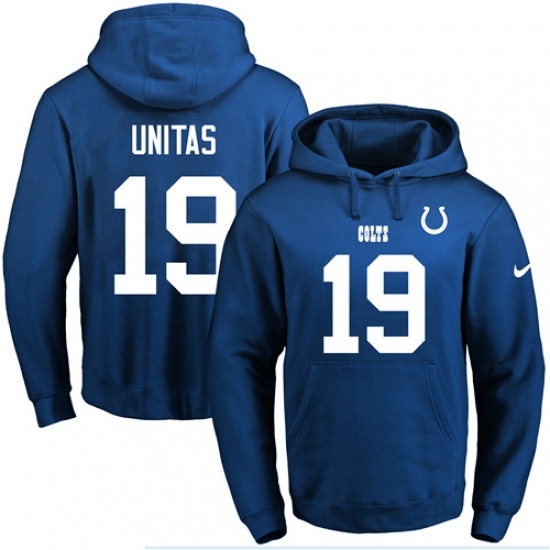 NFL Mens Nike Indianapolis Colts 19 Johnny Unitas Royal Blue Name Number Pullover Hoodie NFL Mens Nike Indianapolis Colts 19 Johnny Unitas Royal Blue Name Number Pullover Hoodie