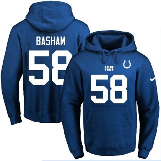 NFL Mens Nike Indianapolis Colts 58 Tarell Basham Royal Blue Name Number Pullover Hoodie NFL Mens Nike Indianapolis Colts 58 Tarell Basham Royal Blue Name Number Pullover Hoodie