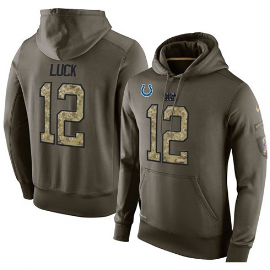 NFL Nike Indianapolis Colts 12 Andrew Luck Green Salute To Service Mens Pullover Hoodie NFL Nike Indianapolis Colts 12 Andrew Luck Green Salute To Service Mens Pullover Hoodie