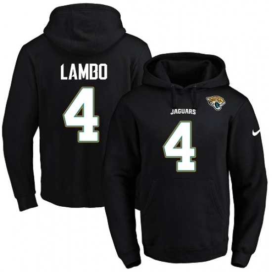 NFL Mens Nike Jacksonville Jaguars 4 Josh Lambo Black Name Number Pullover Hoodie NFL Mens Nike Jacksonville Jaguars 4 Josh Lambo Black Name Number Pullover Hoodie