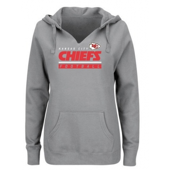 NFL Kansas City Chiefs Majestic Womens Self Determination Pullover Hoodie Heather Gray NFL Kansas City Chiefs Majestic Womens Self Determination Pullover Hoodie Heather Gray