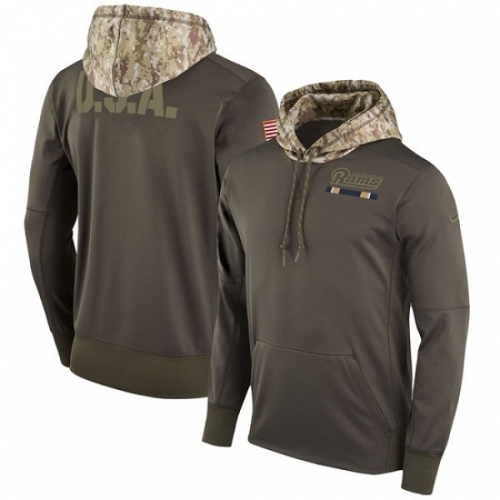 NFL Mens Los Angeles Rams Nike Olive Salute to Service Sideline Therma Pullover Hoodie NFL Mens Los Angeles Rams Nike Olive Salute to Service Sideline Therma Pullover Hoodie