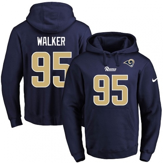 NFL Mens Nike Los Angeles Rams 95 Tyrunn Walker Navy Blue Name Number Pullover Hoodie NFL Mens Nike Los Angeles Rams 95 Tyrunn Walker Navy Blue Name Number Pullover Hoodie