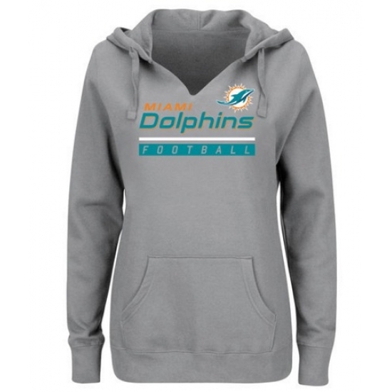 NFL Miami Dolphins Majestic Womens Self Determination Pullover Hoodie Heather Gray NFL Miami Dolphins Majestic Womens Self Determination Pullover Hoodie Heather Gray