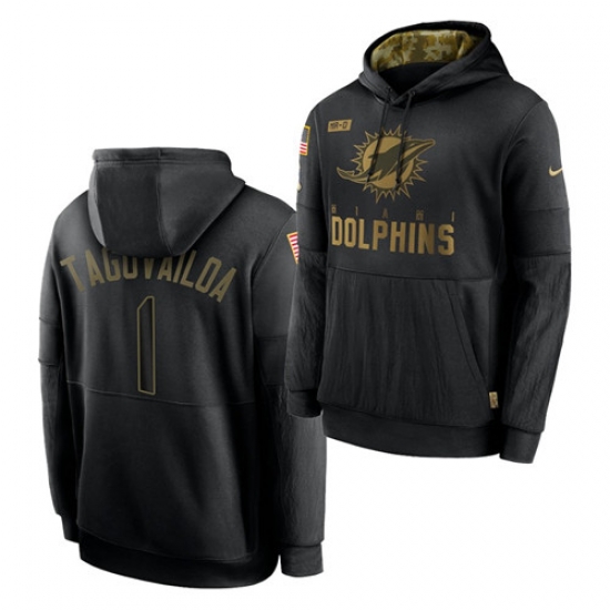 Men Miami Dolphins 1 Tua Tagovailoa 2020 Salute To Service Black Sideline Performance Pullover Hoodie Men Miami Dolphins 1 Tua Tagovailoa 2020 Salute To Service Black Sideline Performance Pullover Hoodie