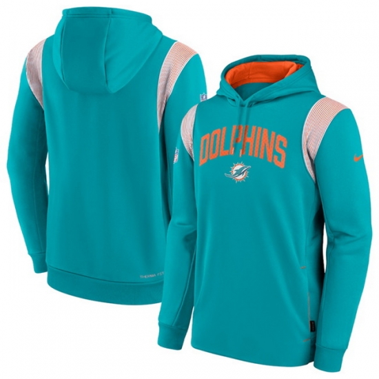 Men Miami Dolphins Aqua Sideline Stack Performance Pullover Hoodie 002 Men Miami Dolphins Aqua Sideline Stack Performance Pullover Hoodie 002