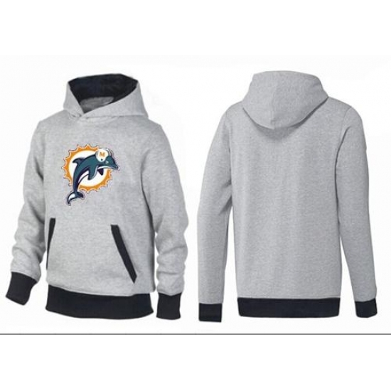 NFL Mens Nike Miami Dolphins Logo Pullover Hoodie GreyBlack NFL Mens Nike Miami Dolphins Logo Pullover Hoodie GreyBlack