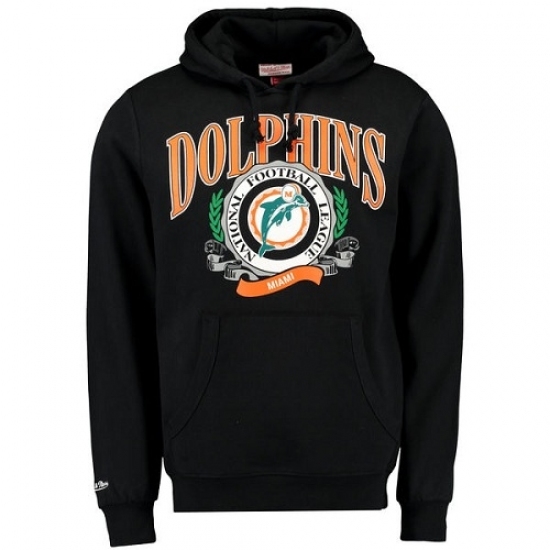 NFL Miami Dolphins Mitchell Ness Fair Catch Pullover Hoodie Black NFL Miami Dolphins Mitchell Ness Fair Catch Pullover Hoodie Black