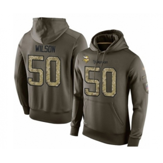 Football Mens Minnesota Vikings 50 Eric Wilson Green Salute To Service Pullover Hoodie Football Mens Minnesota Vikings 50 Eric Wilson Green Salute To Service Pullover Hoodie