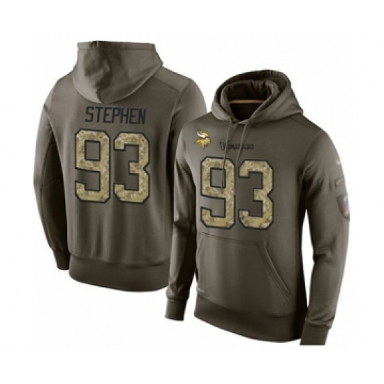 Football Mens Minnesota Vikings 93 Shamar Stephen Green Salute To Service Pullover Hoodie Football Mens Minnesota Vikings 93 Shamar Stephen Green Salute To Service Pullover Hoodie
